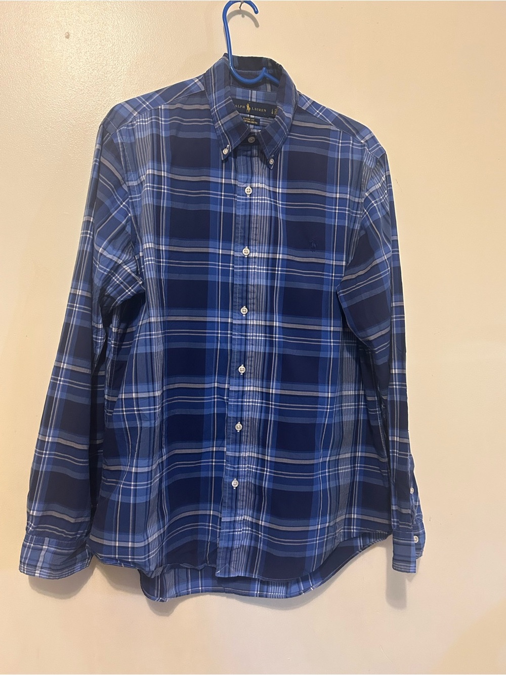 Polo by Ralph Lauren Blue Plaid Button-Down Shirt Long Sleeve Sz L NWOT